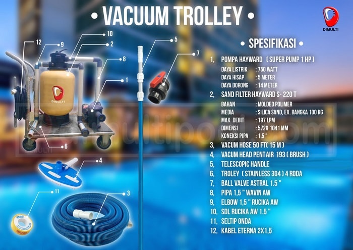 Spesifikasi Vacuum Trolley by Dimulti pool