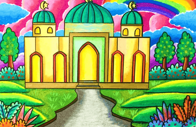 menggambar masjid yang bagus