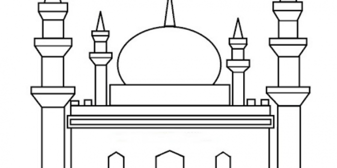 Mudah digambar dan berwarna yang gambar masjid Contoh Gambar