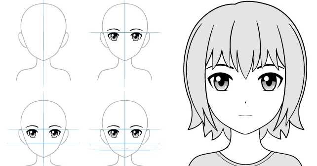 gambar sketsa wajah anime