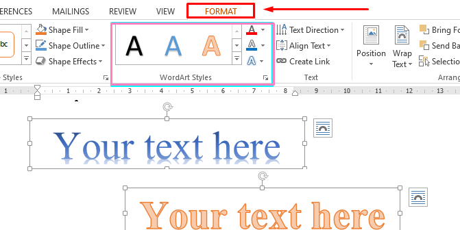 Word Art di Microsoft Word