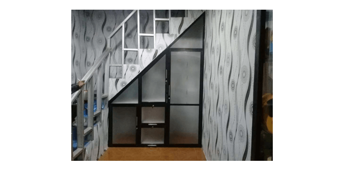 lemari bawah tangga aluminium