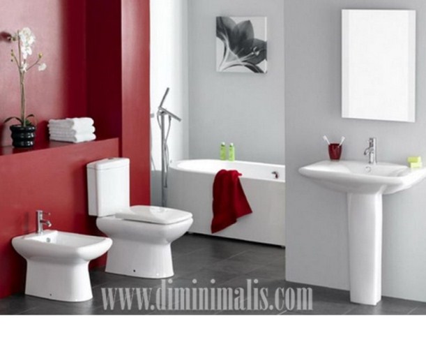 interior merah putih, interior warna bendera merah putih, kombinasi elegan merah-putih-hitam, desain ruang tamu warna merah, kamar mandi warna merah putih