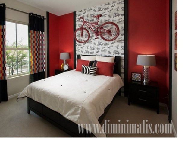 Desain Kamar Merah Putih, desain kamar warna merah, desain kamar hitam putih, desain kamar mewah 