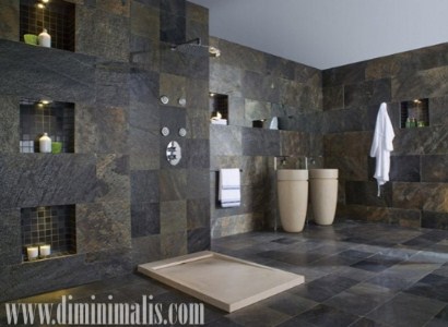 kamar mandi dengan batu alam, desain kamar mandi dengan batu alam, desain kamar mandi natural 