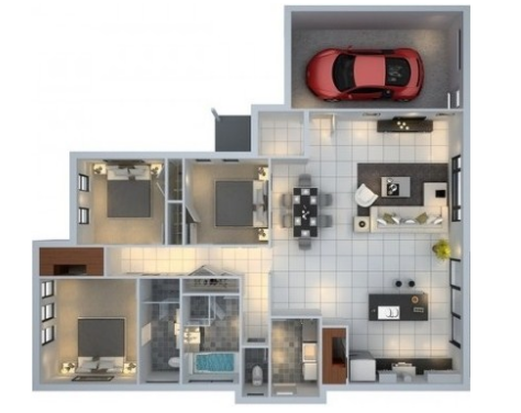 Contoh denah dan biaya rumah minimalis 3 kamar