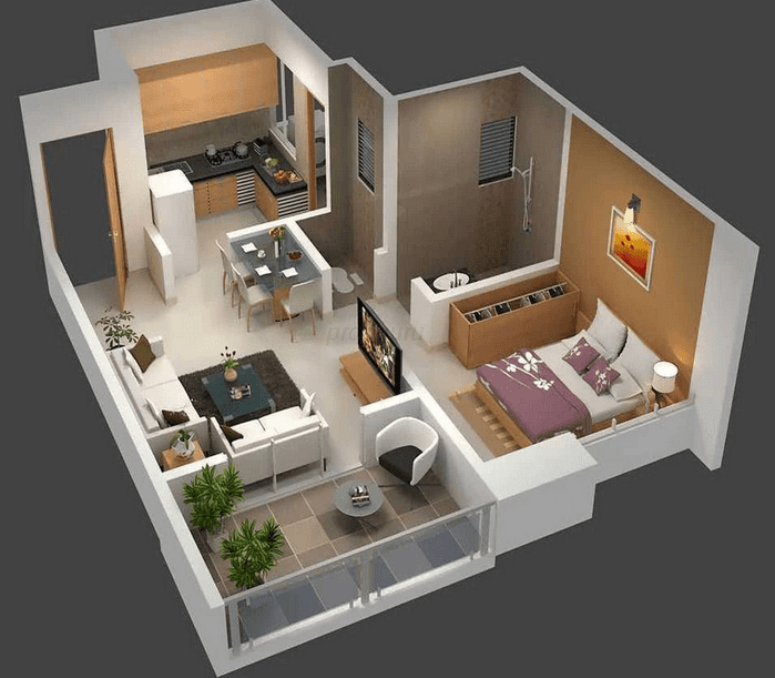 desain apartemen 1 kamar