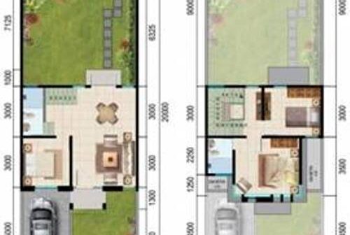Desain Rumah Minimalis 2 Lantai Type 36 Tampak Atas 2D 3