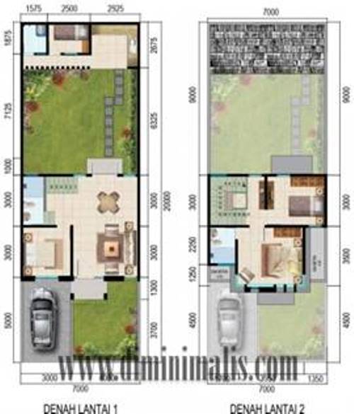 Denah Desain Rumah Minimalis 2 Lantai Type 36 Tampak Atas 2D 3