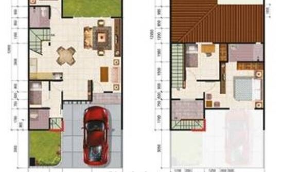 Desain Rumah Minimalis 2 Lantai Type 36 Tampak Atas 2D 1