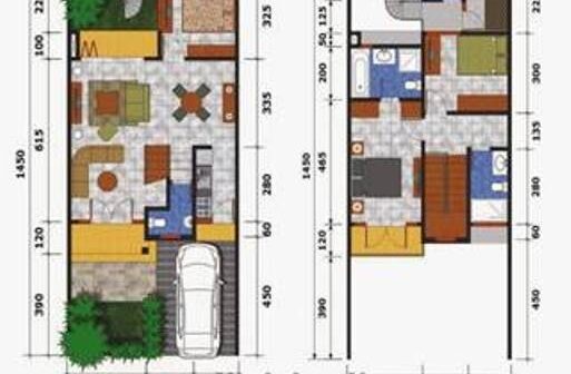 Desain Rumah Minimalis 2 Lantai Type 36 Tampak Atas 2D 2