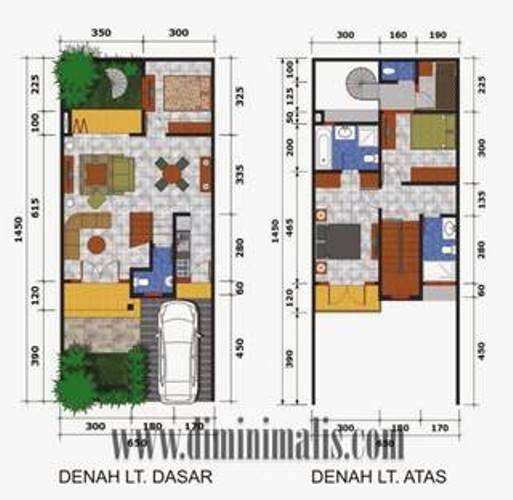 Denah Desain Rumah Minimalis 2 Lantai Type 36 Tampak Atas 2D 2