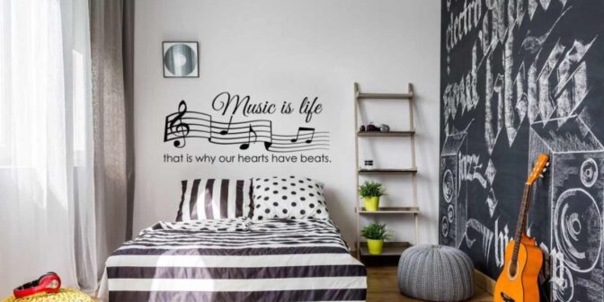 desain kamar tidur tema musik