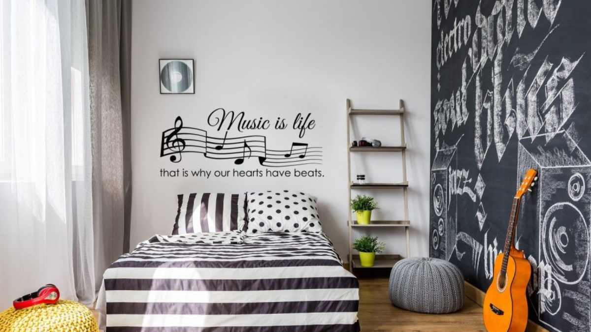 desain kamar tidur tema musik