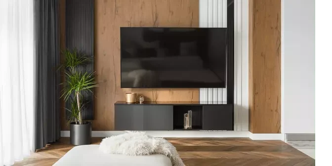 desain ruang tv minimalis seperti di hotel