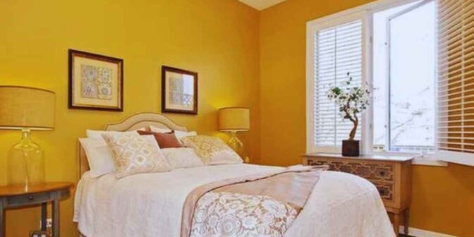 desain cat kamar tidur warna kuning