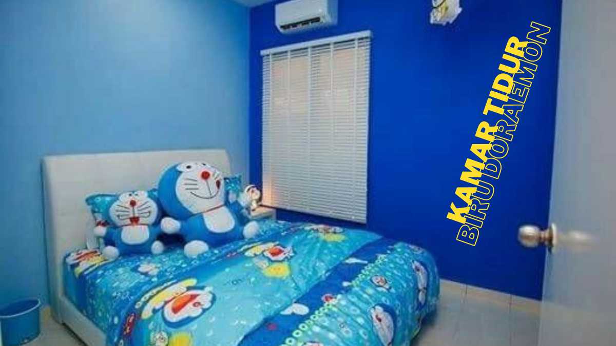 cat kamar warna biru doraemon