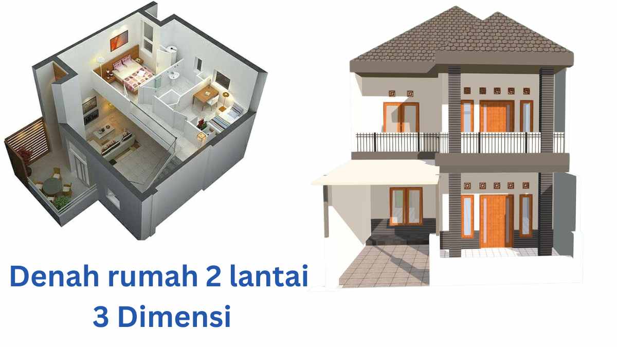 Denah Rumah Dua Lantai 3D