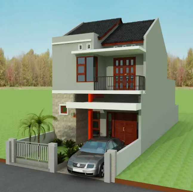 desain rumah minimalis 2 lantai hijau