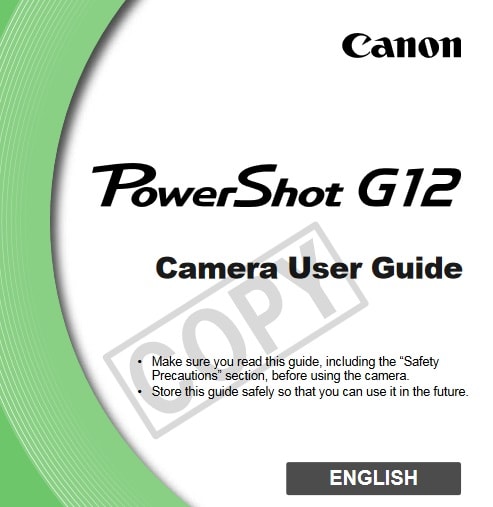 Canon PowerShot G12 Manual