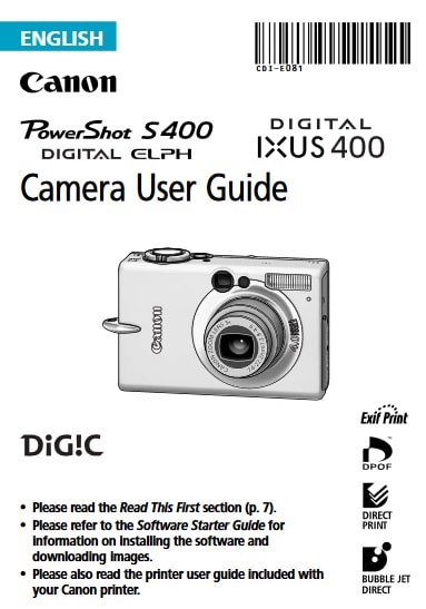 Canon PowerShot S400 Manual User Guide