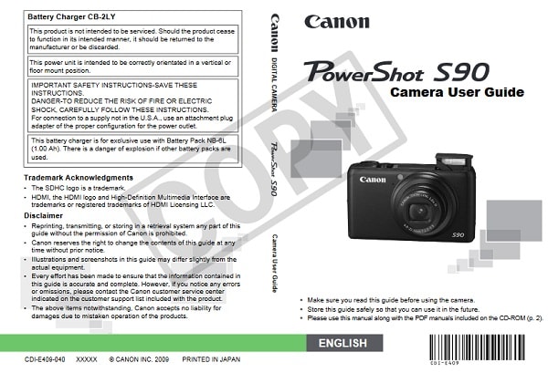 Canon PowerShot S90 Manual User Guide