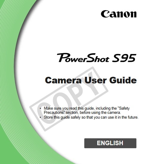 Canon PowerShot S95 Manual User Guide