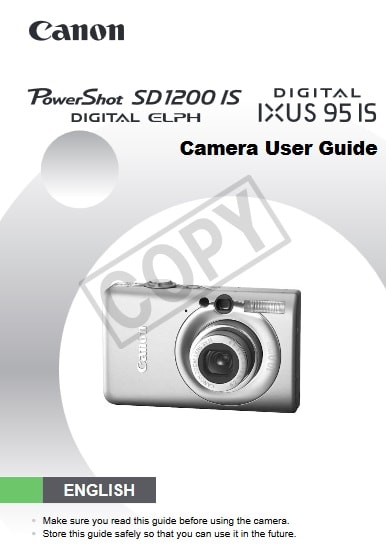 Canon PowerShot SD1200 IS Manual User Guide