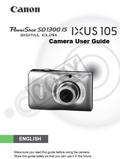 Canon PowerShot SD1300 IS Manual User Guide