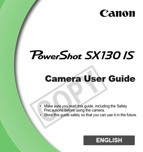 Canon PowerShot SX130 IS Manual User Guide