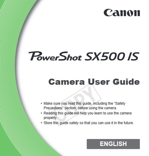 Canon PowerShot SX500 IS Manual