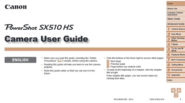 Canon PowerShot SX510 HS Manual