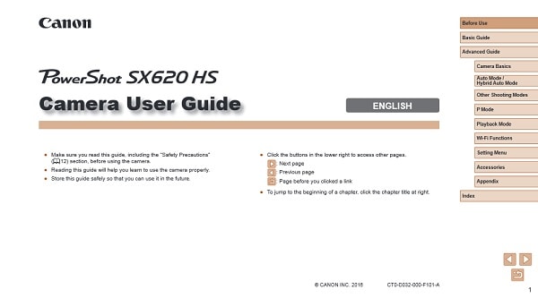 Canon PowerShot SX620 HS Manual User Guide