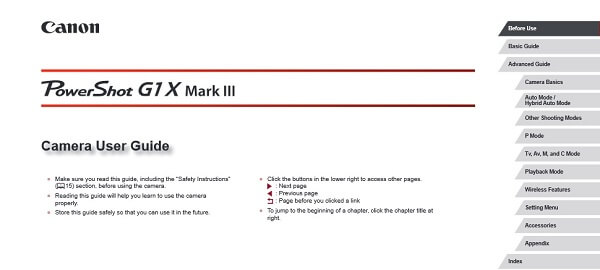 PowerShot G1 X Mark III Manual User Guide