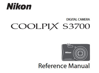 Nikon Coolpix S3700 Manual, Camera Owner User Guide and Instructions