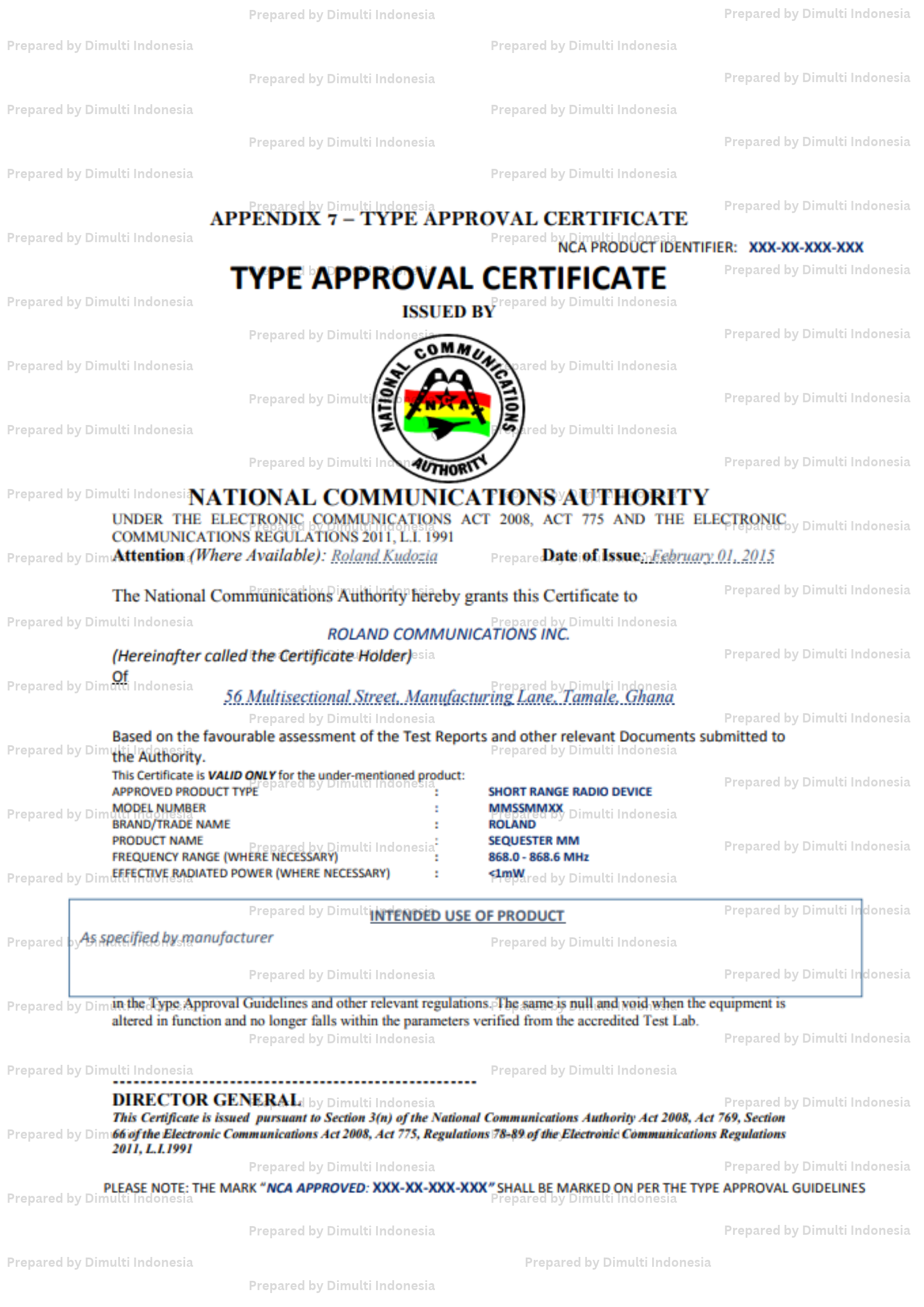 NCA Certificate