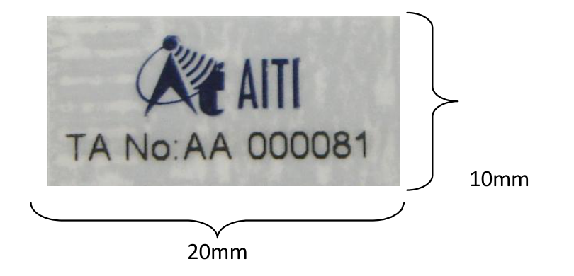 AITI approved label, 20 mm × 10 mm