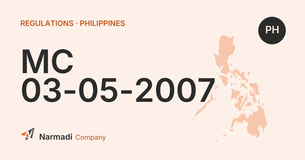 Philippines: Amending Memorandum Circular No. 03-05-2007